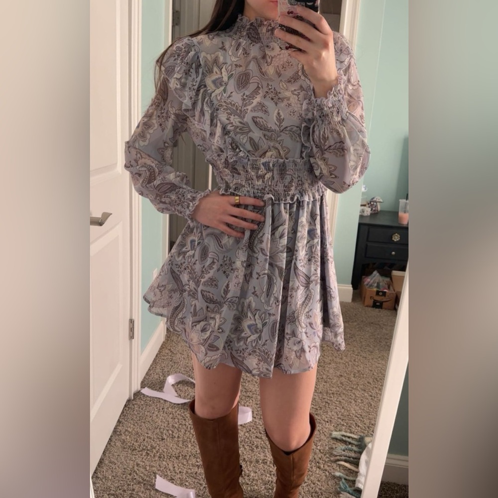 Floral Paisley Long Sleeve Dress
